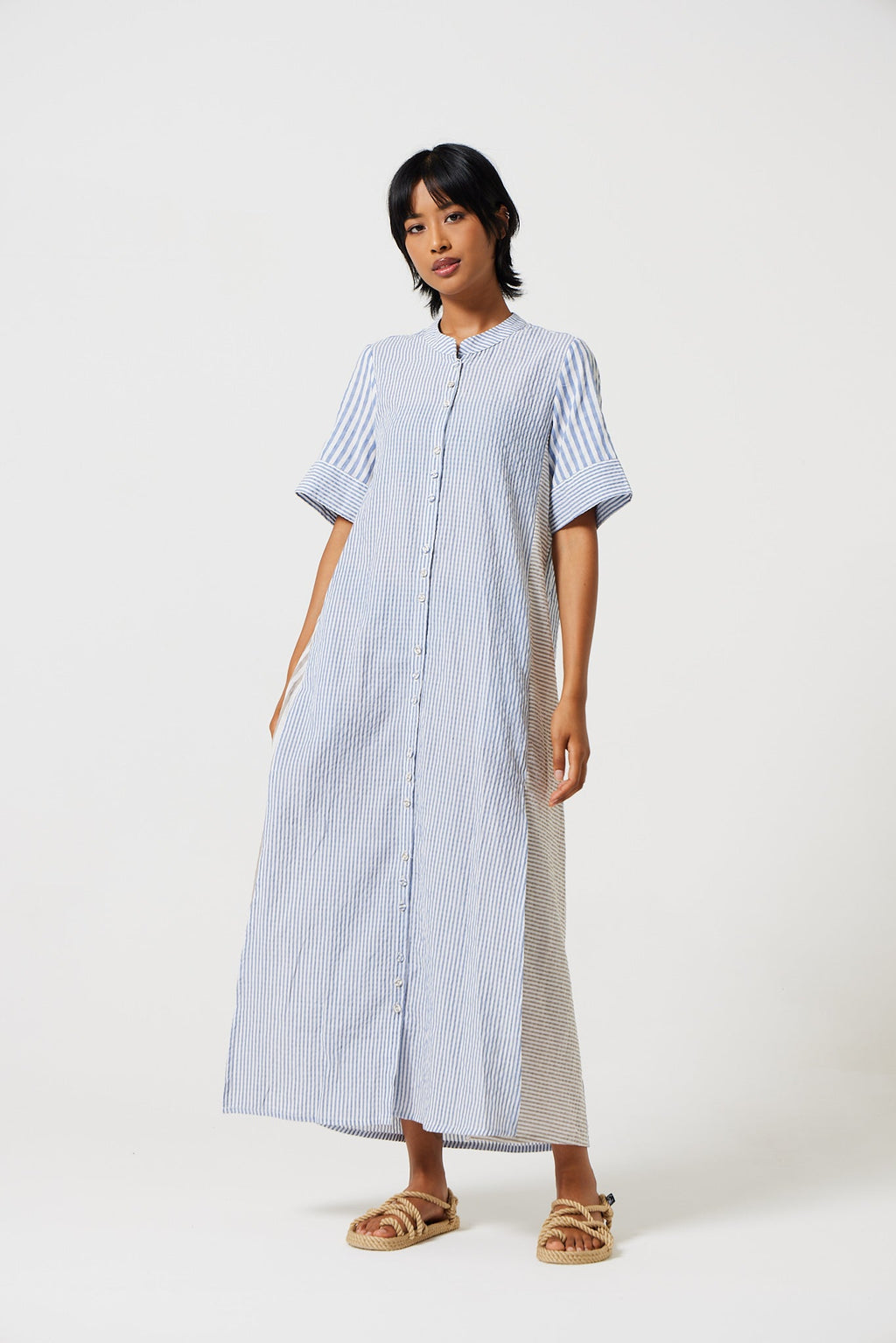 Mido Contrast Stripe Shirt Dress for Women