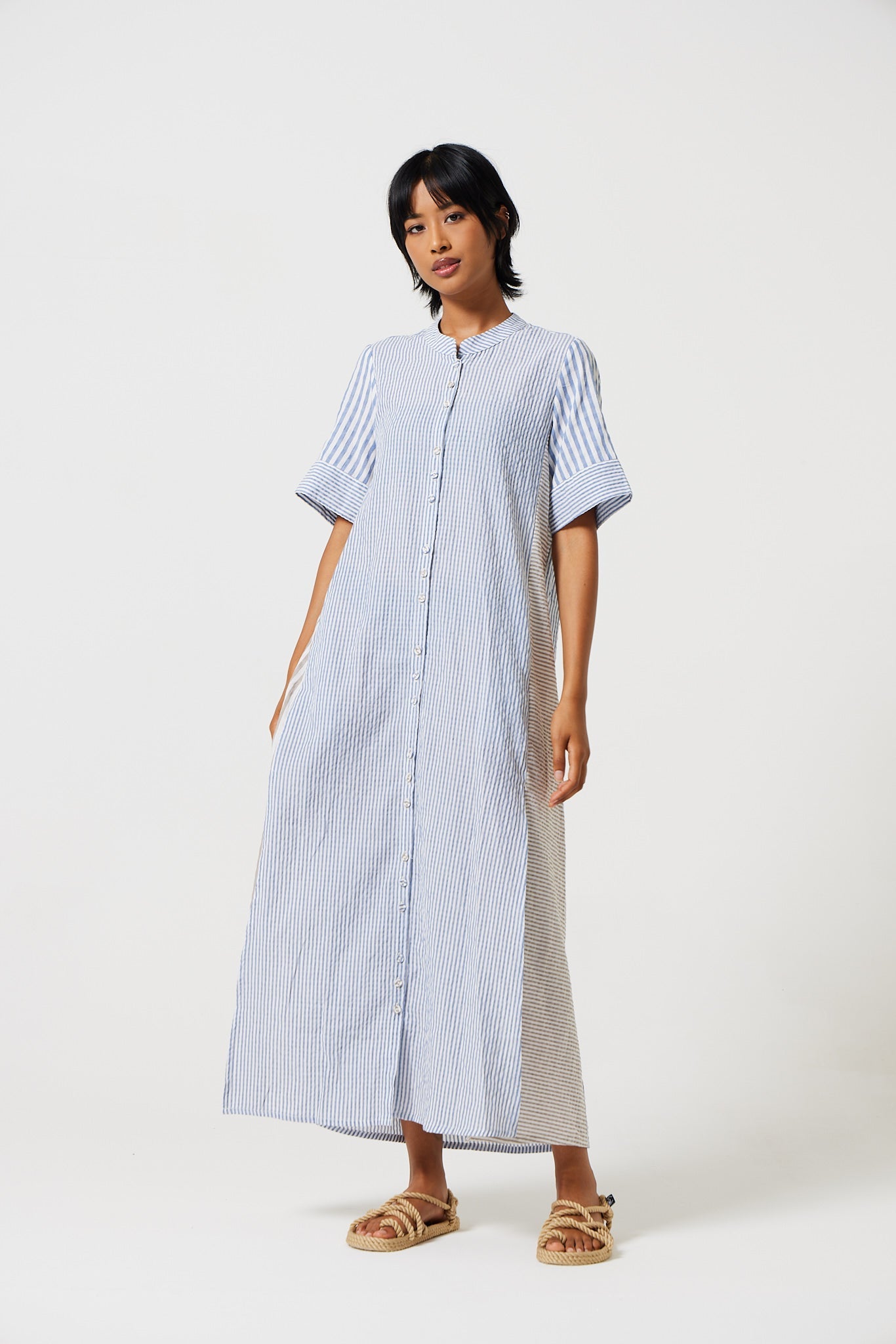 Mido Contrast Stripe Shirt Dress for Women