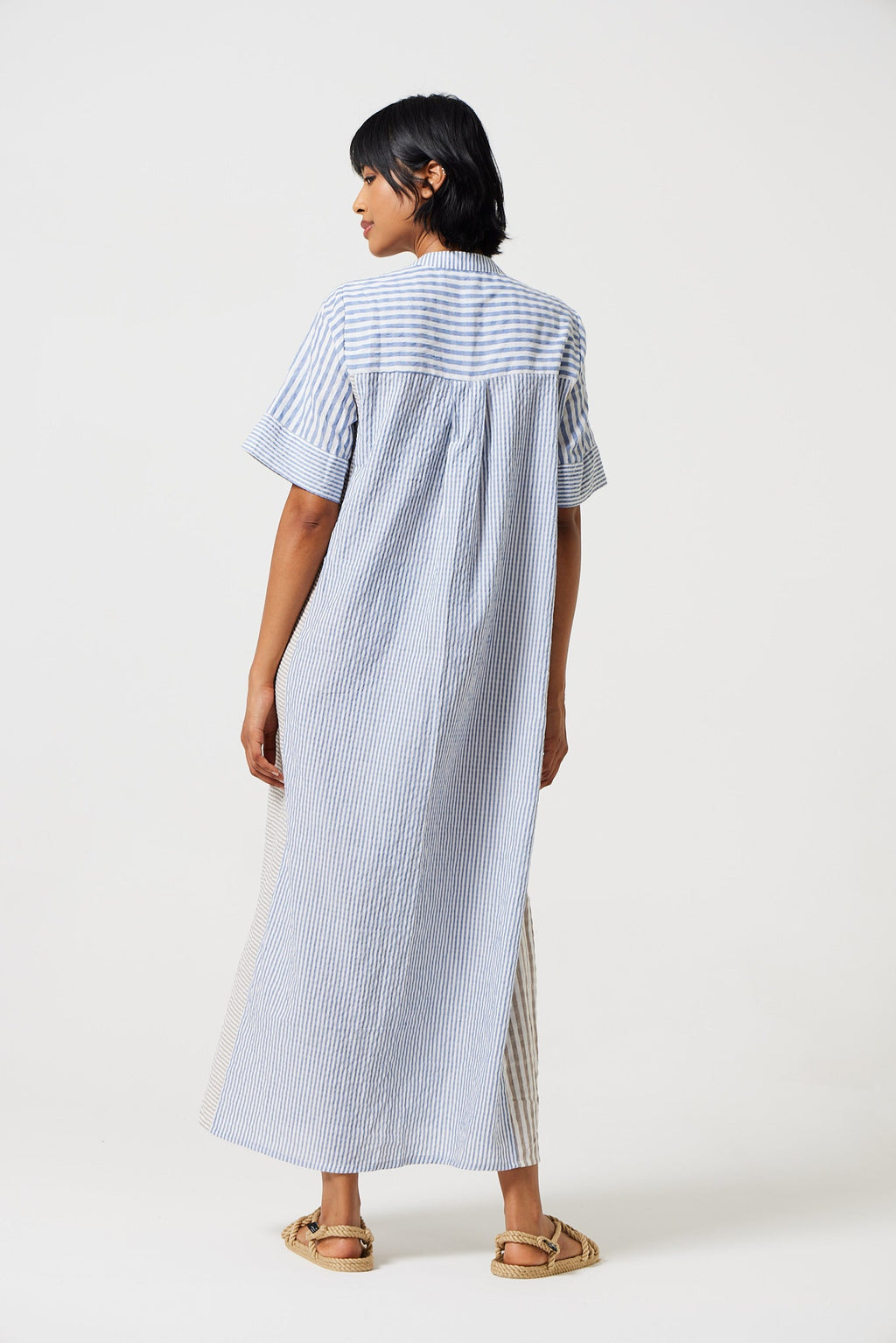 Mido Contrast Stripe Shirt Dress for Women - gallery