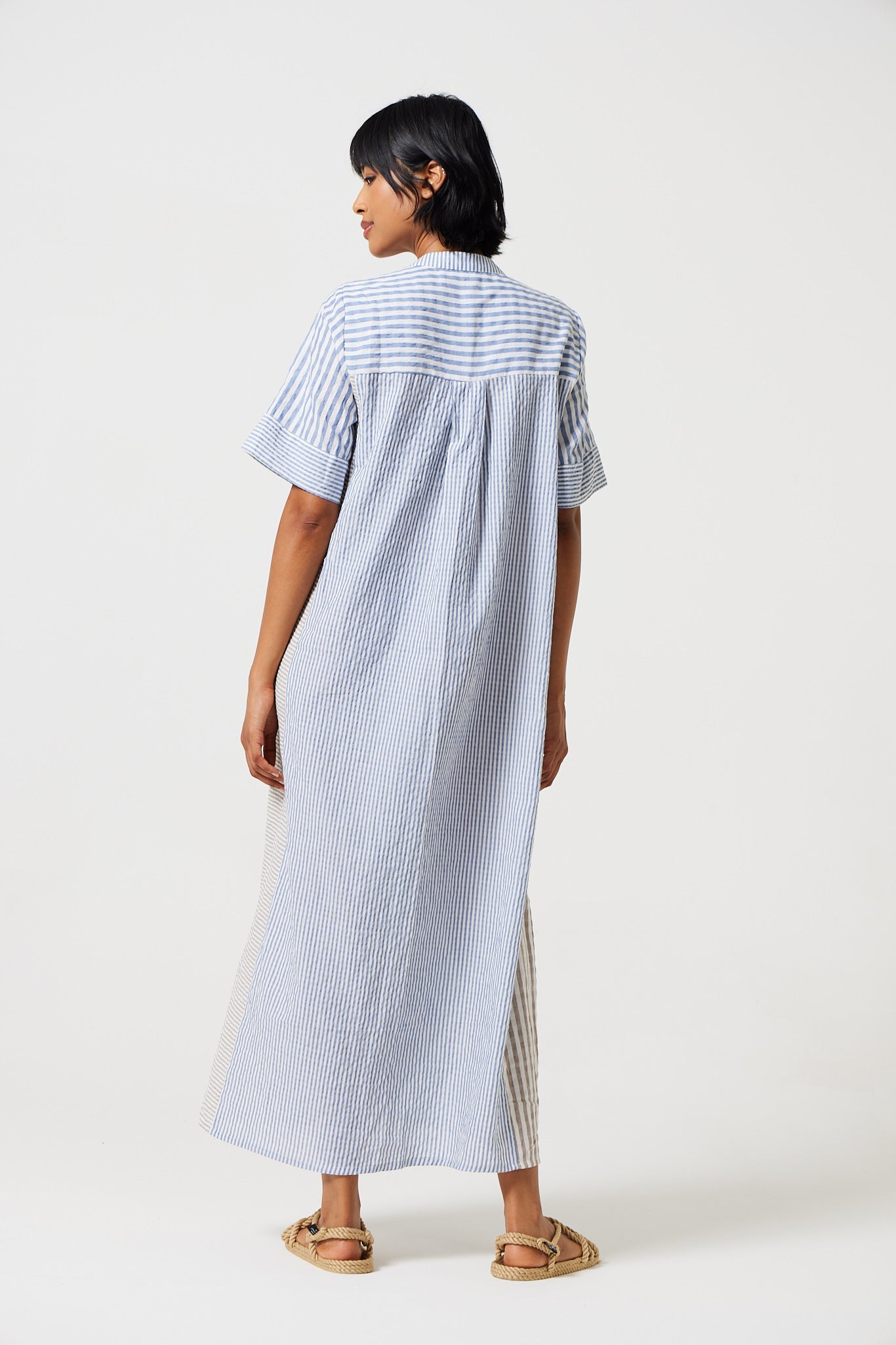 Mido Contrast Stripe Shirt Dress for Women - gallery