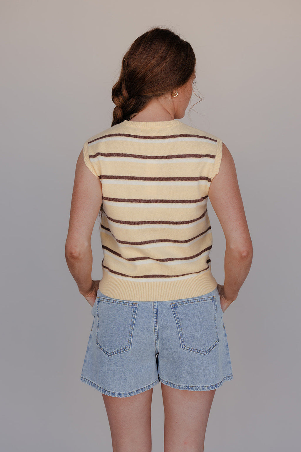 Sunny Stripe Button Vest Waistcoat for Women - gallery