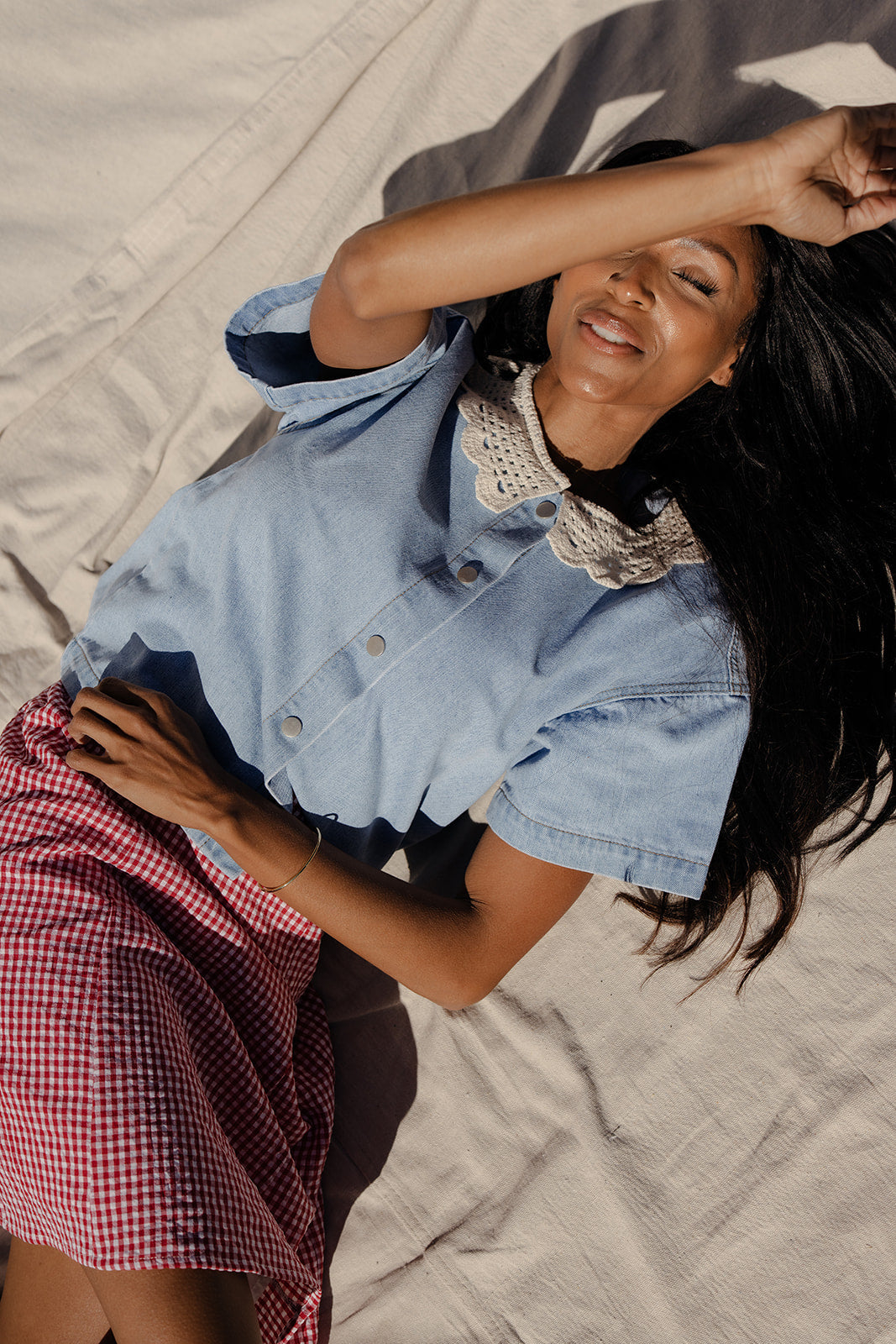 Sunday Picnic Collared Top for Women - gallery