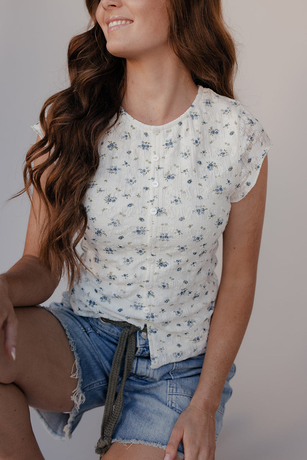 Daisy Daze Button Blouse for Women