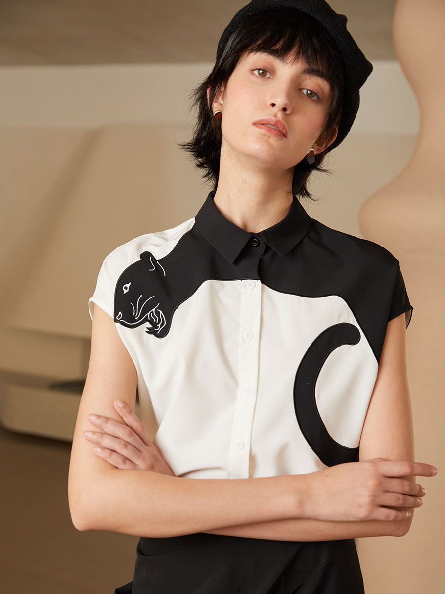Panther Grace Embroidered Blouse for Women - gallery
