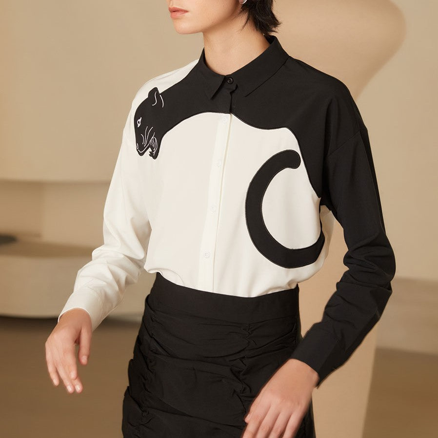 Panther Grace Embroidered Blouse for Women - gallery