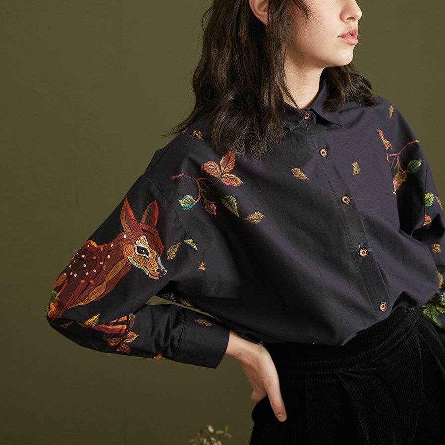 Enchanted Forest Deer Embroidered Blouse for Women - gallery
