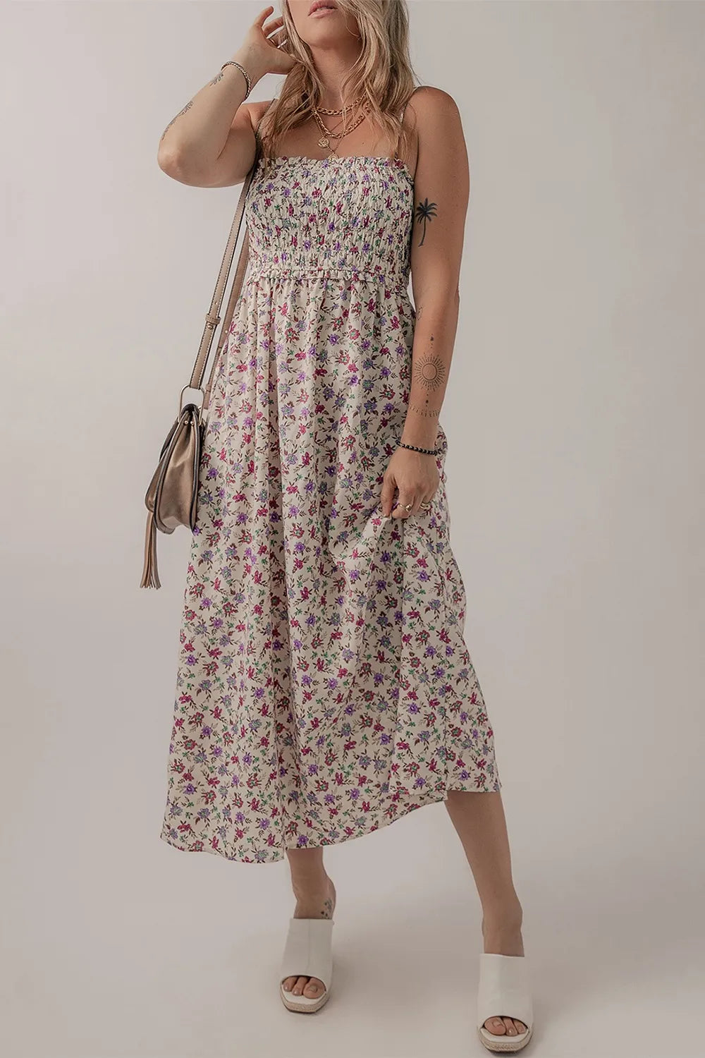 Bohemian Ditsy Floral Smocked Sundress for Women - gallery