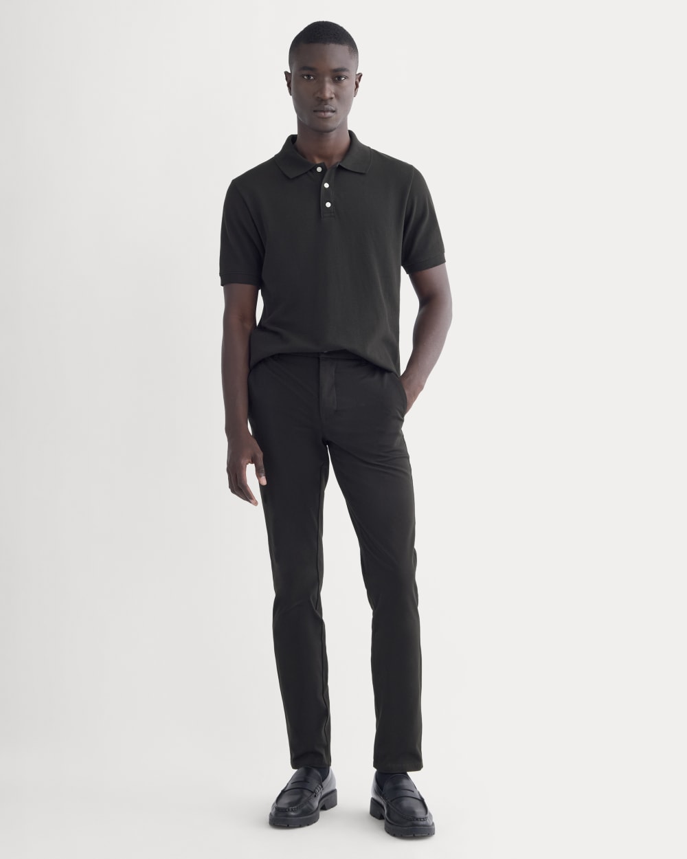Black Slim Performance Chino Trousers for Men