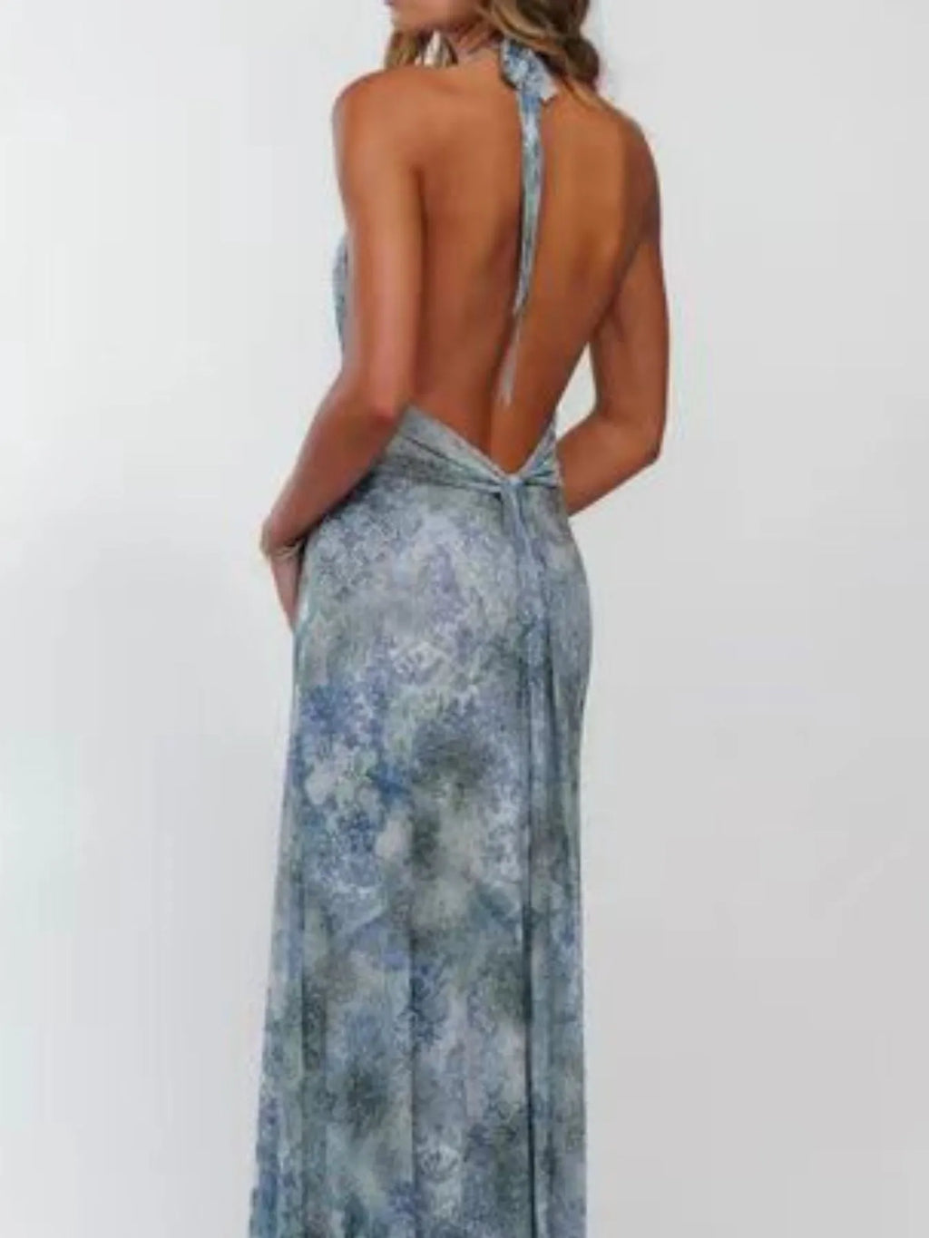 Floral Halter Neck Deep V Maxi Dress for Women - gallery