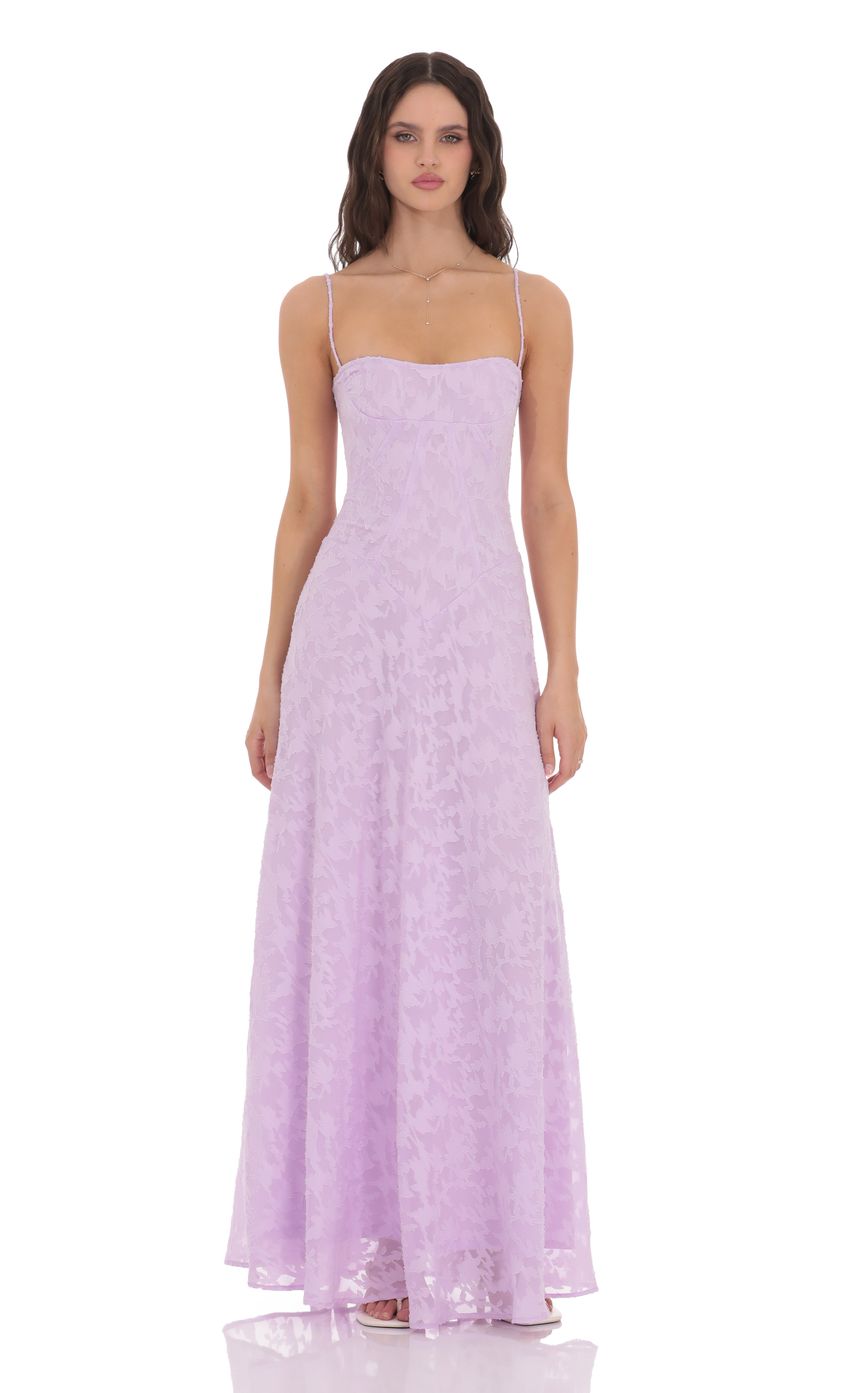 Burnout Lace-Up Maxi Dress in Lavender for Women
