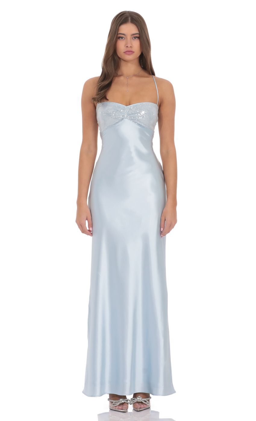 Sequin Bust Satin Maxi Dress for Women