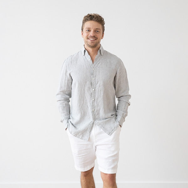 Paul Blue Melange Linen Shirt for Men