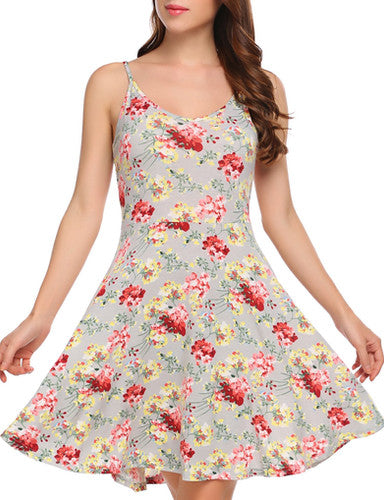 Floral Print Sleeveless Mini Dress for Women
