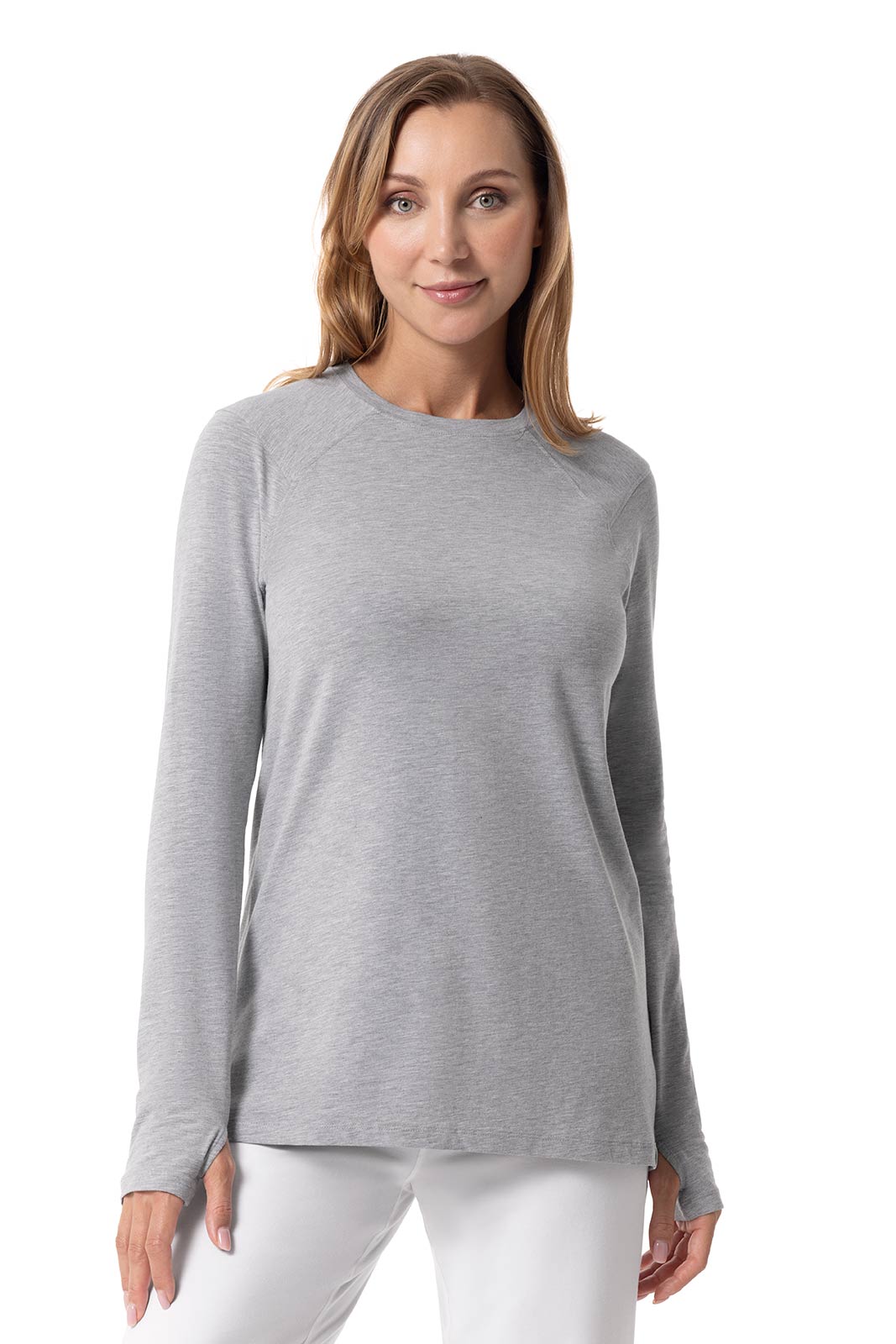 Women's Dania Long Sleeve T-Shirt with Thumbholes | Grey Heather — gallery