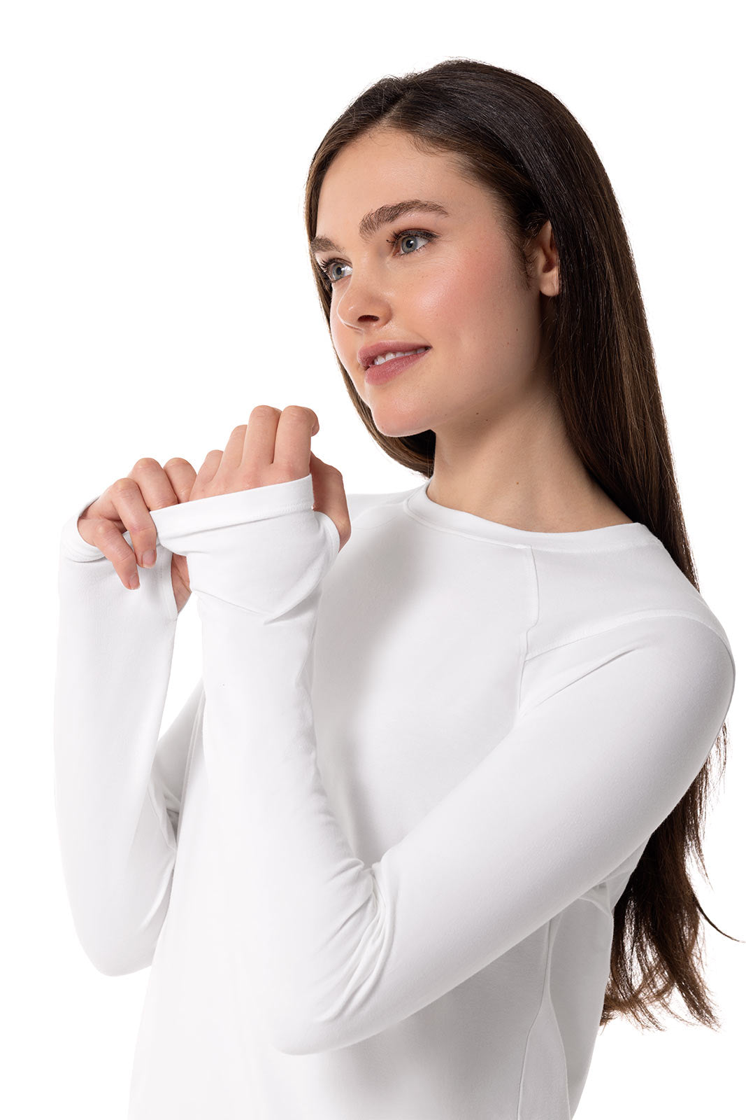 Women's Dania Long Sleeve T-Shirt with Thumbholes | White — gallery