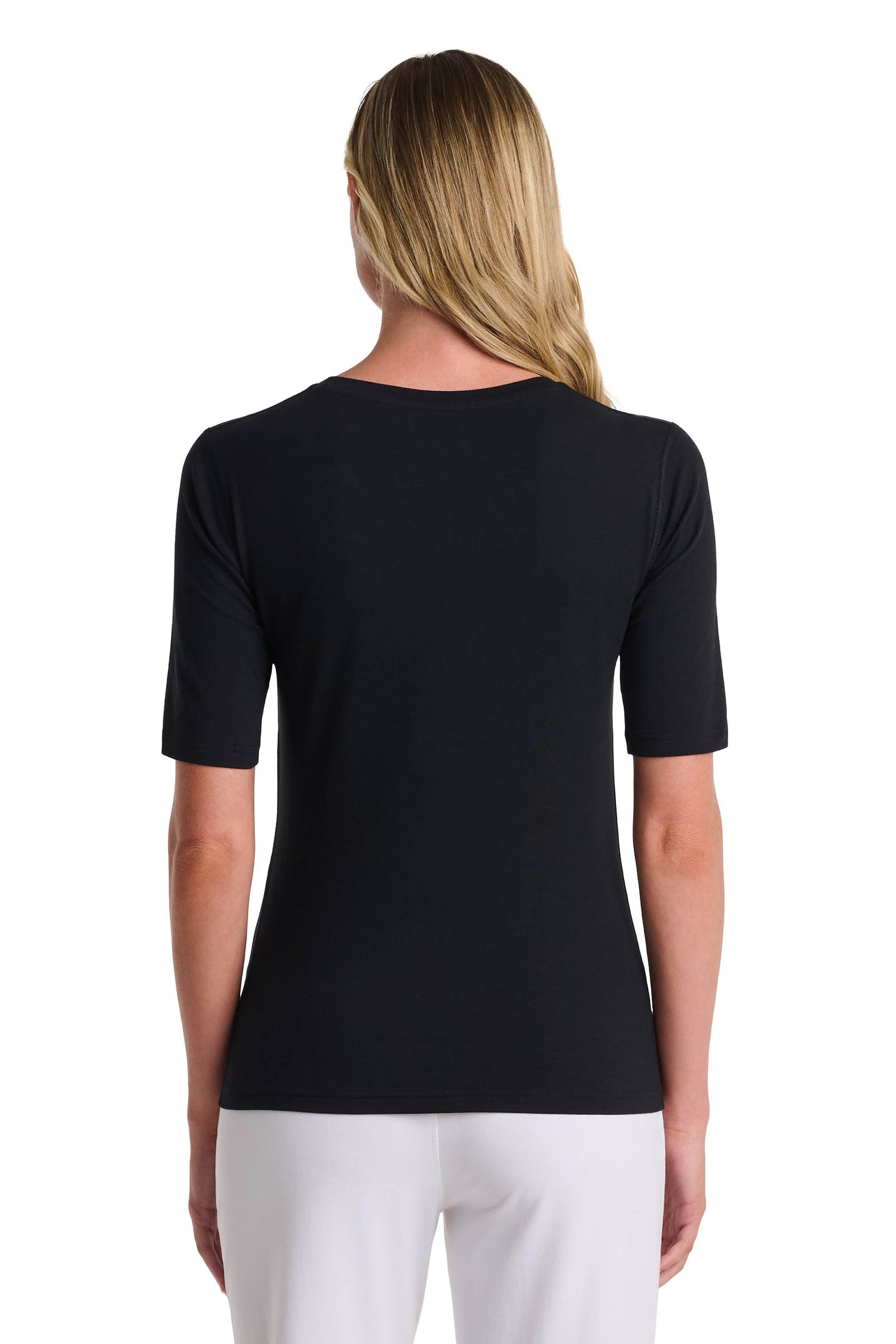 Women's Morada Fitted V-Neck Short Sleeve T-Shirt | Black — gallery