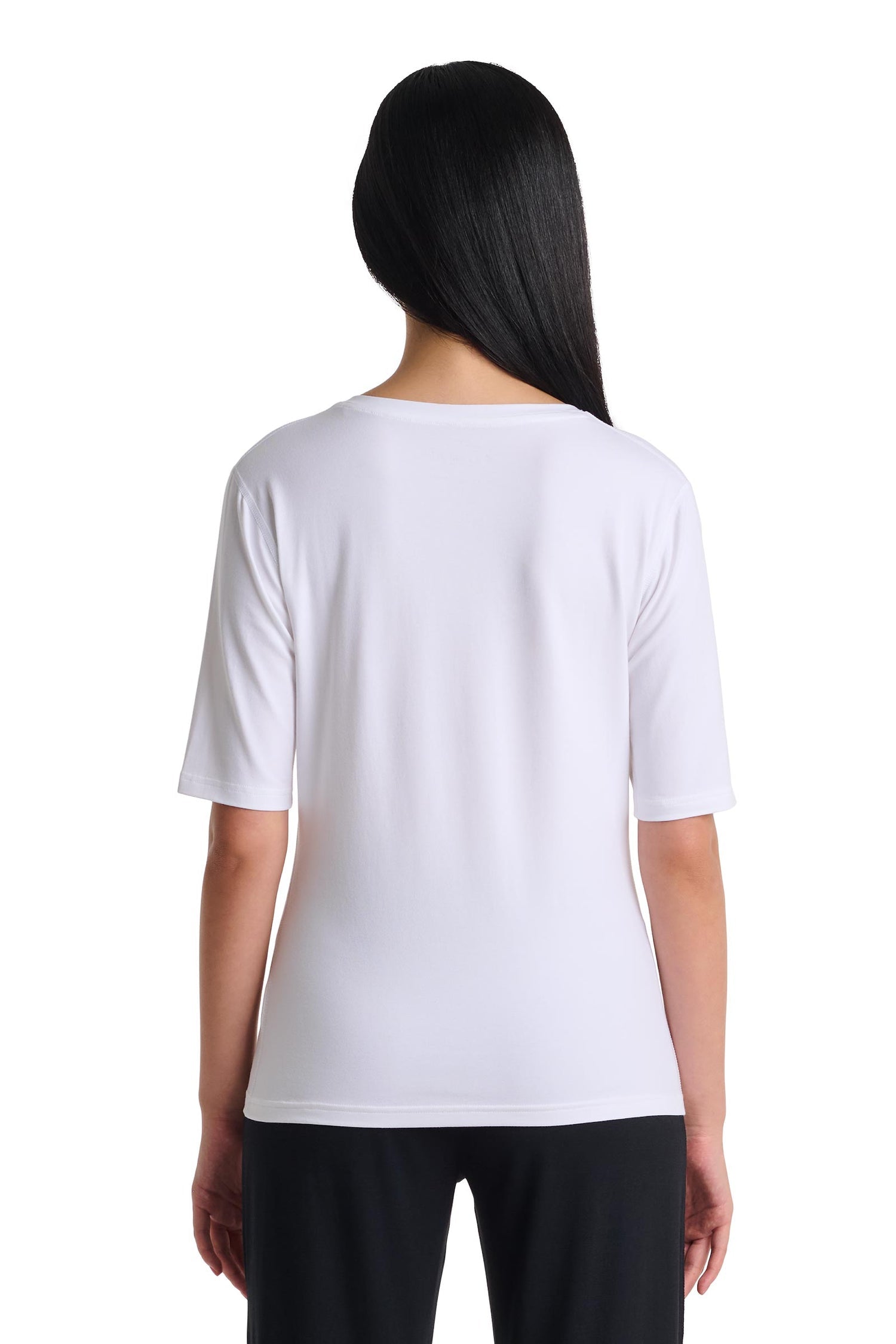 Women's Morada Fitted V-Neck Short Sleeve T-Shirt | White — gallery