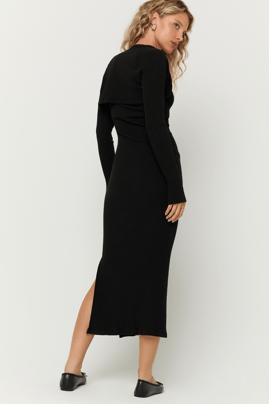 Strapless Rib Midi Dress and Cardigan Set for Women — Side Slit - gallery
