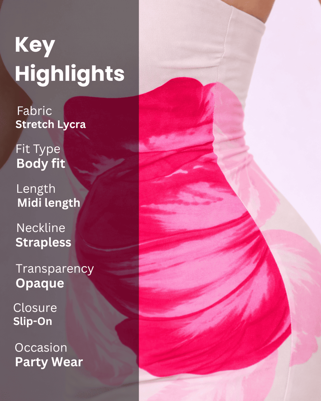 Strapless Bodycon Midi Dress for Women - gallery