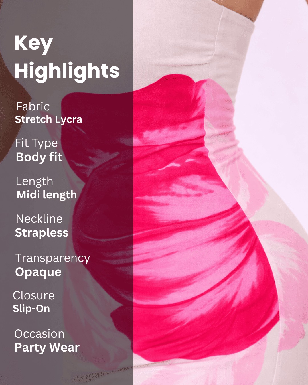 Strapless Bodycon Midi Dress for Women - gallery