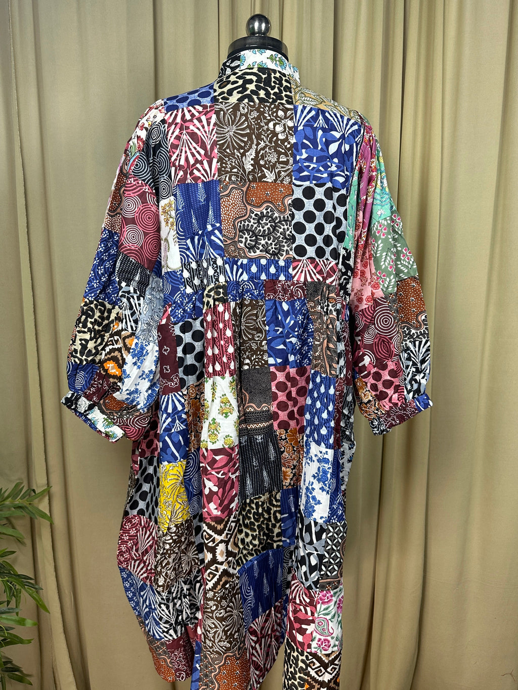 Patchwork Block Print Cotton Dress for Women — Hand-Stitched - gallery