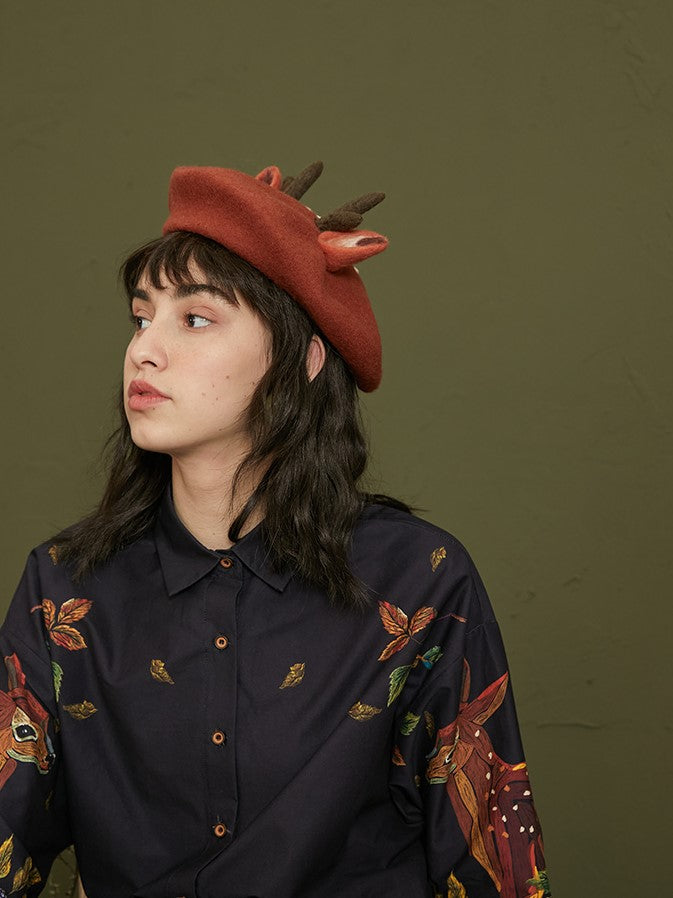 Enchanted Forest Deer Embroidered Blouse for Women - gallery