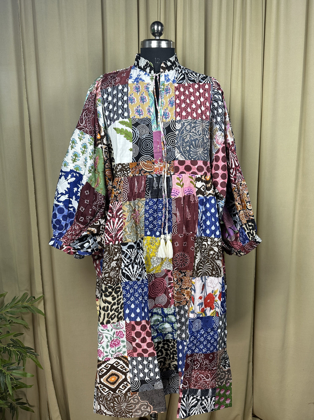 Patchwork Block Print Cotton Dress for Women — Hand-Stitched - gallery