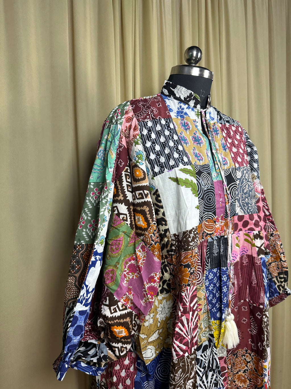 Patchwork Block Print Cotton Dress for Women — Hand-Stitched - gallery