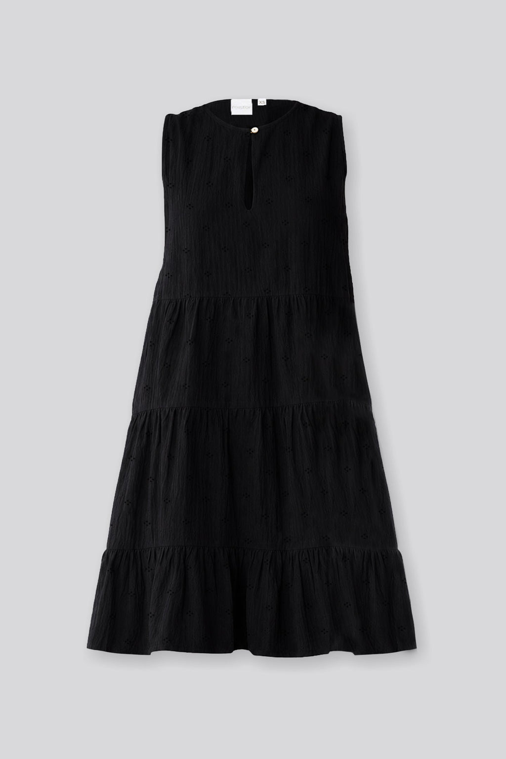 Embroidered Everyday Sleeveless Short Tiered Dress in Black for Women - gallery