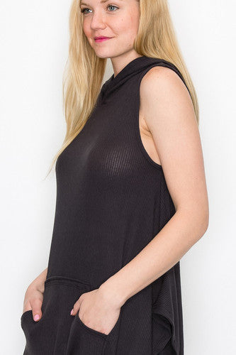 Sleeveless Hooded Wide-Leg Pants Set for Women - gallery
