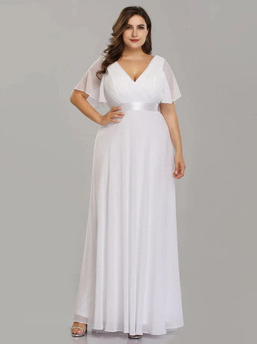 A-Line Double V-Neck Ruffle Evening Gown for Women - gallery