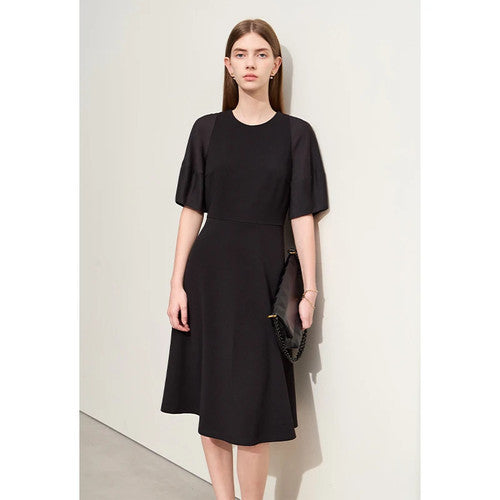 Summer Minimalist Lantern Sleeve Patchwork Dress for Women - gallery