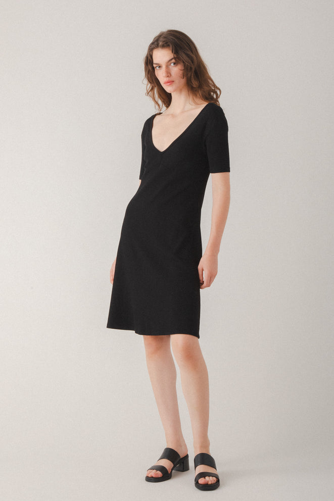 Portrait Neckline A-Line Dress for Women — Fitted Knit Silhouette - gallery