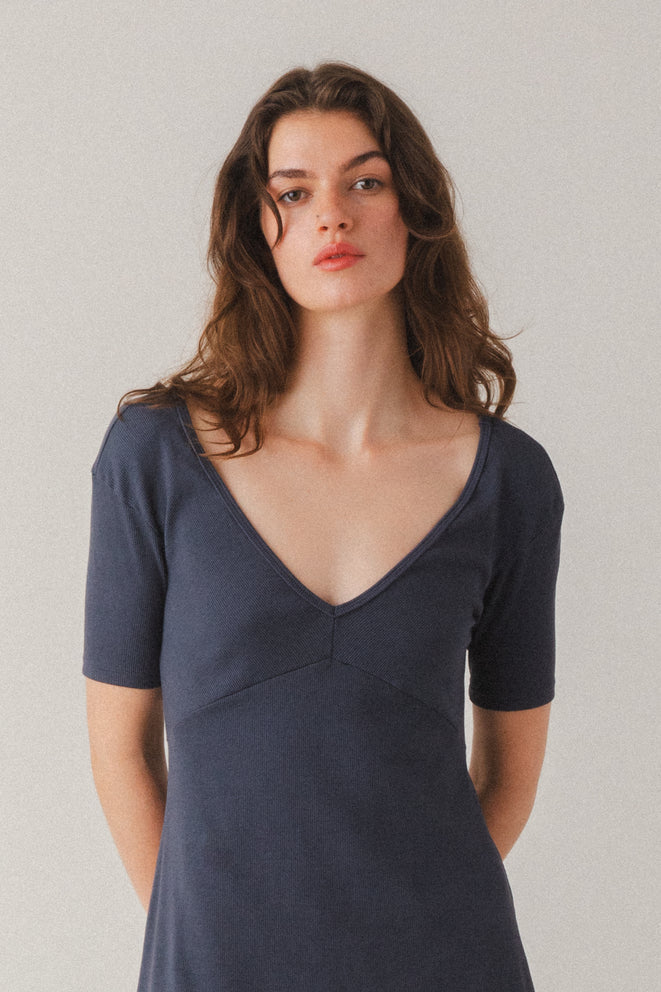 Portrait Neckline A-Line Dress for Women — Fitted Knit Silhouette - gallery