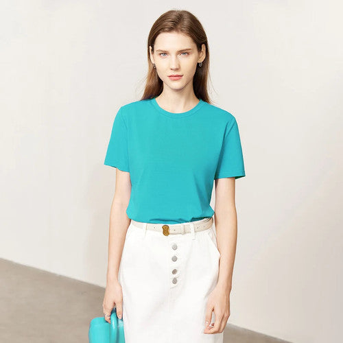 Summer Basic O-Neck Short Sleeve T-Shirt for Women - gallery