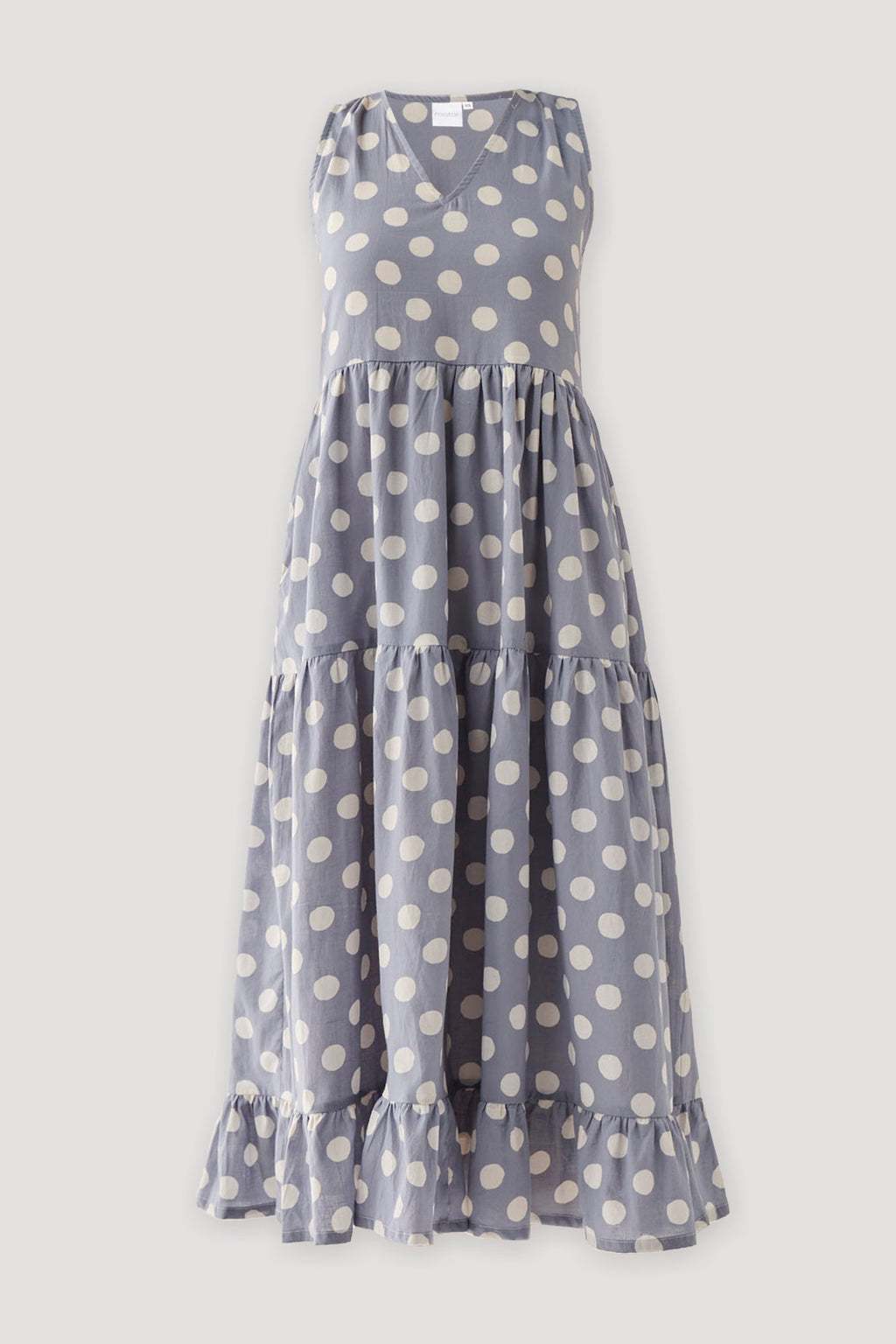 Tiered Midi Dress in Blue Polka for Women - gallery