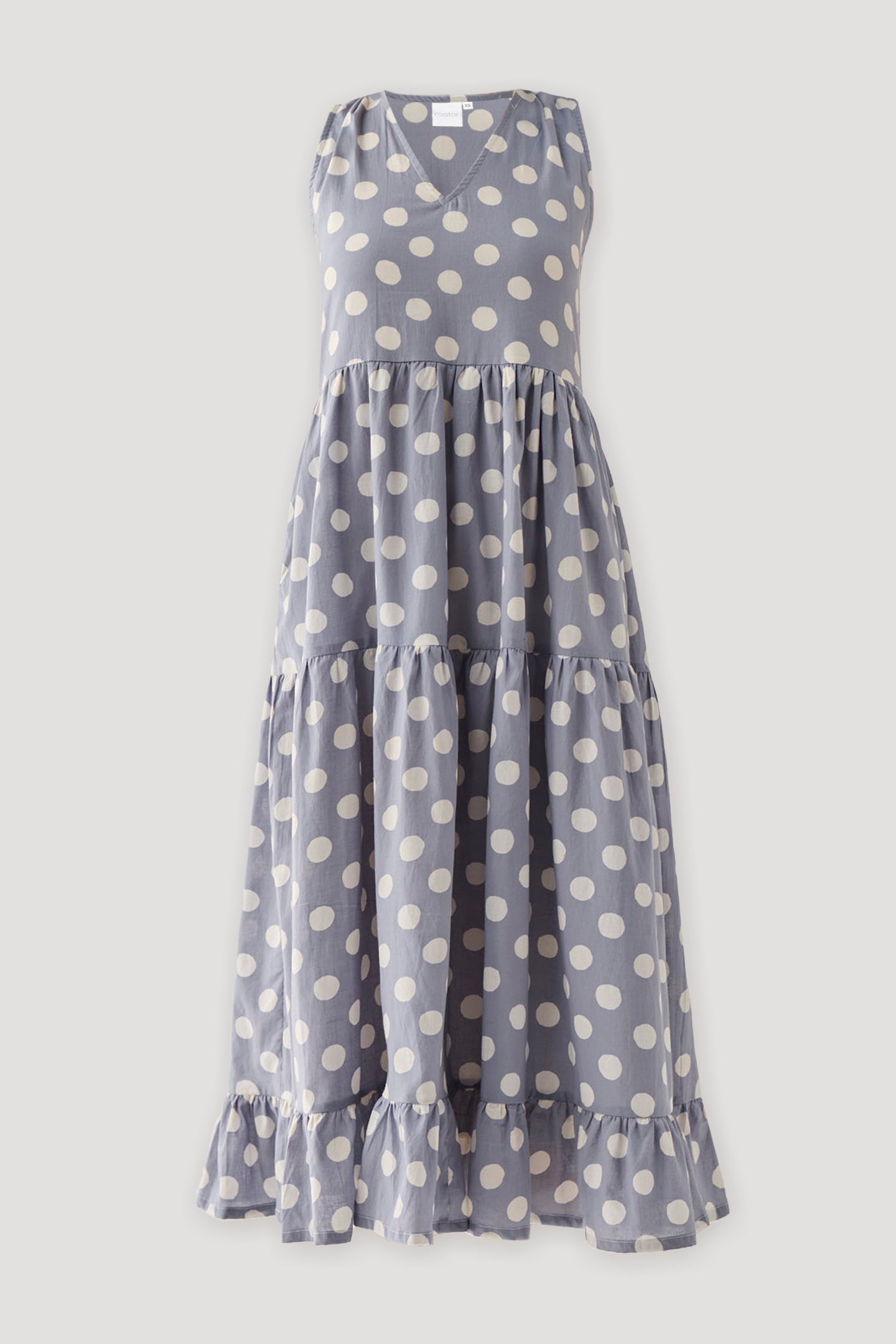 Tiered Midi Dress in Blue Polka for Women - gallery