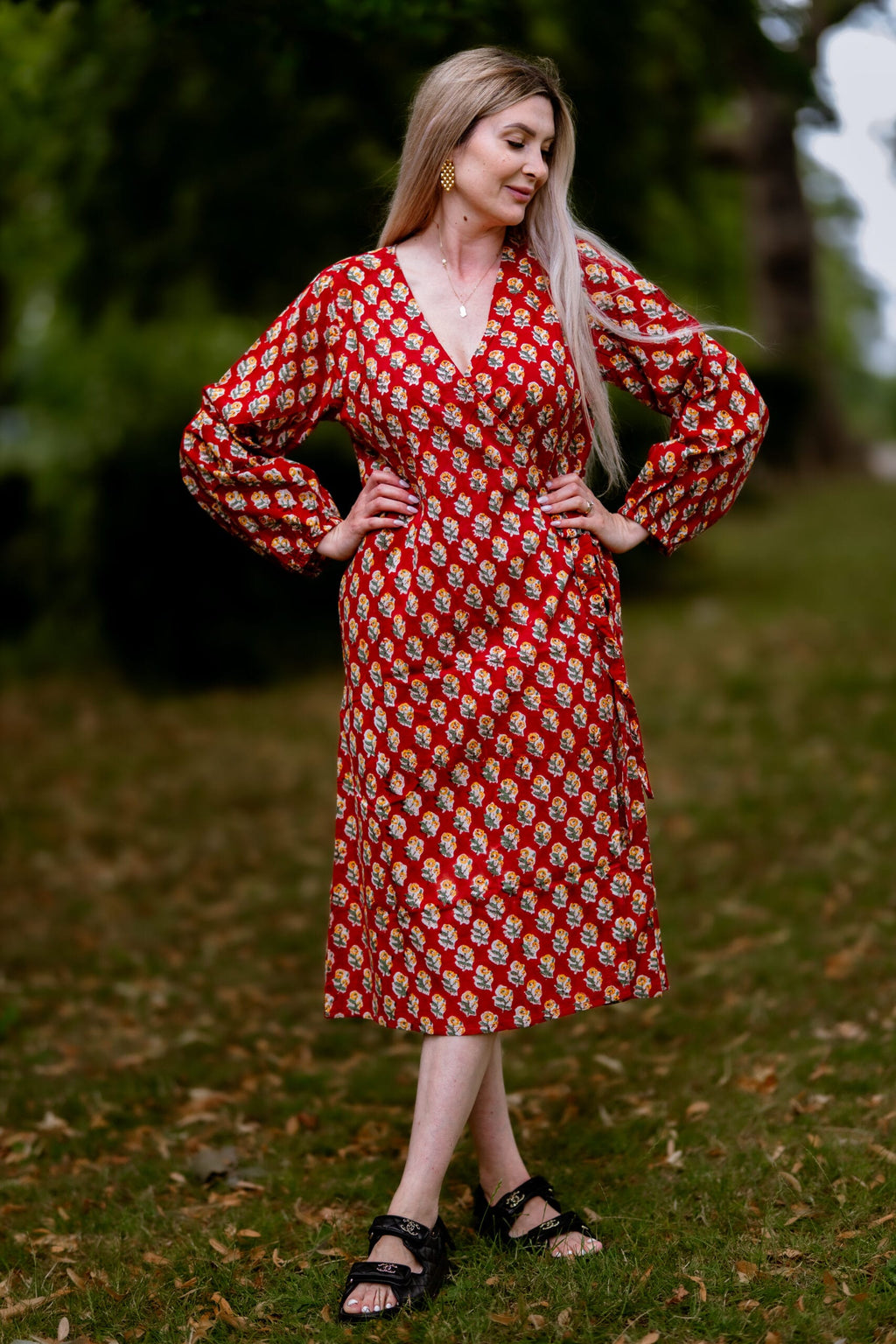 Ruby Bloom Organic Cotton Wrap Dress for Women - gallery