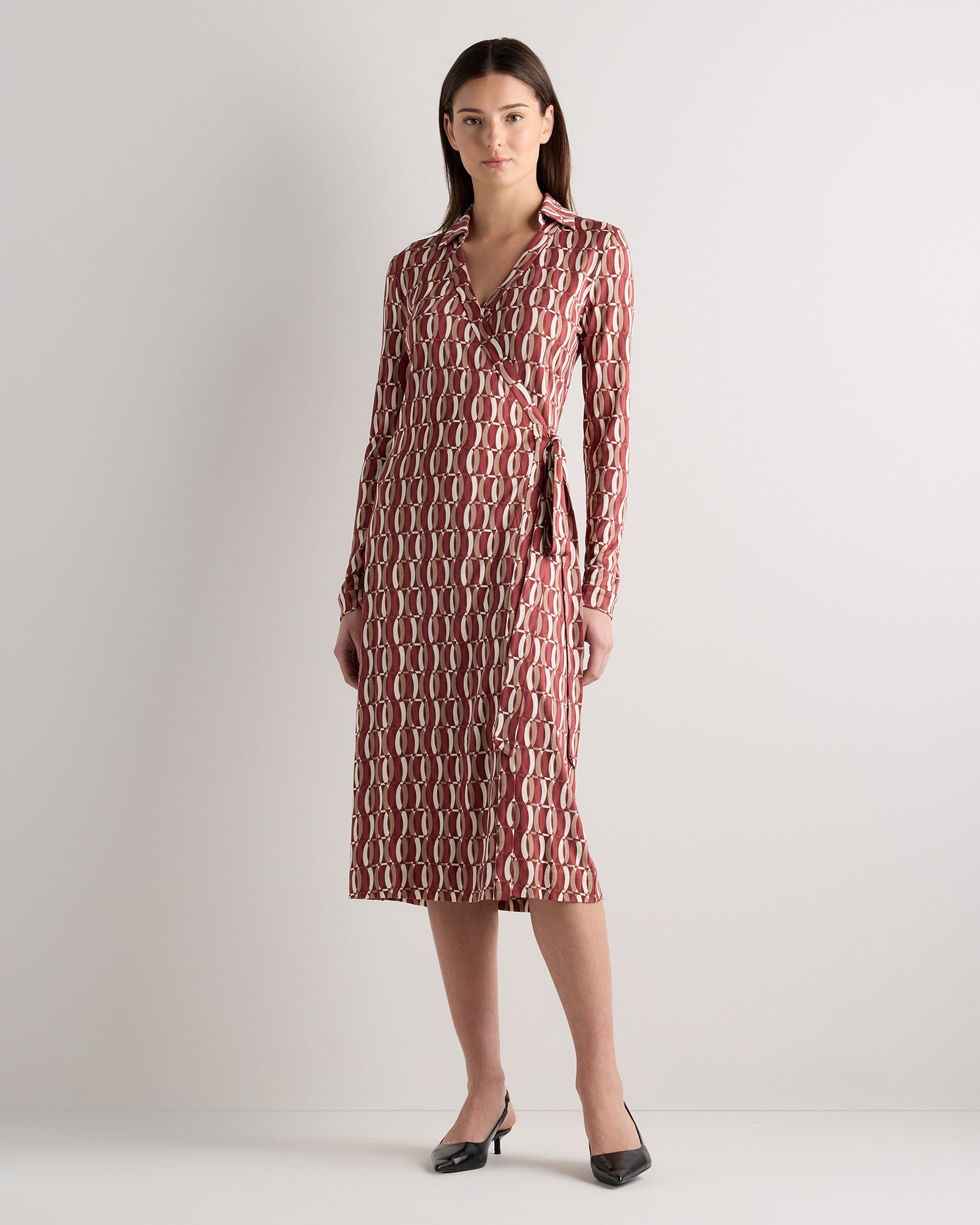 Silk Jersey Midi Wrap Dress for Women