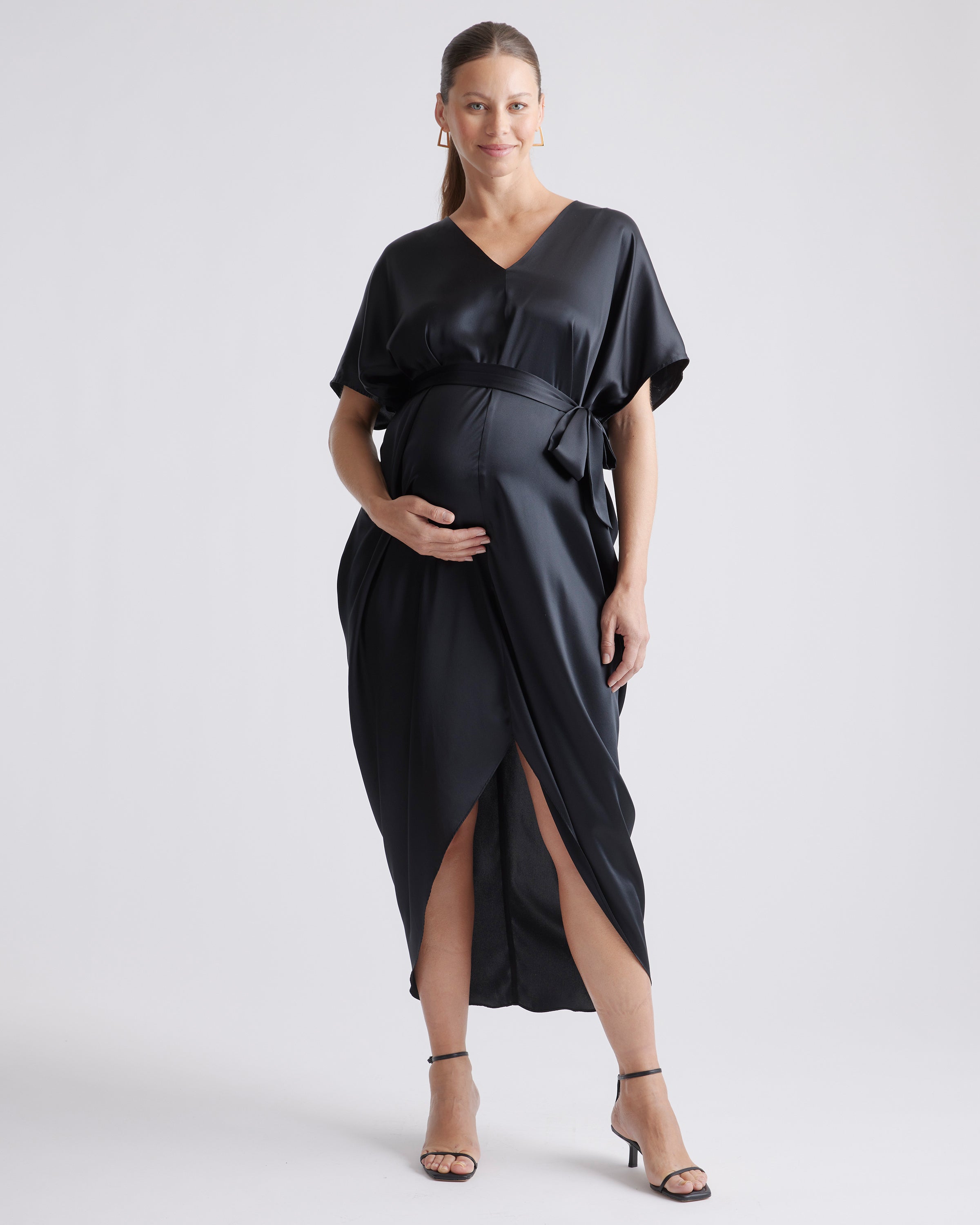 Washable Silk Maternity Maxi Dress for Women