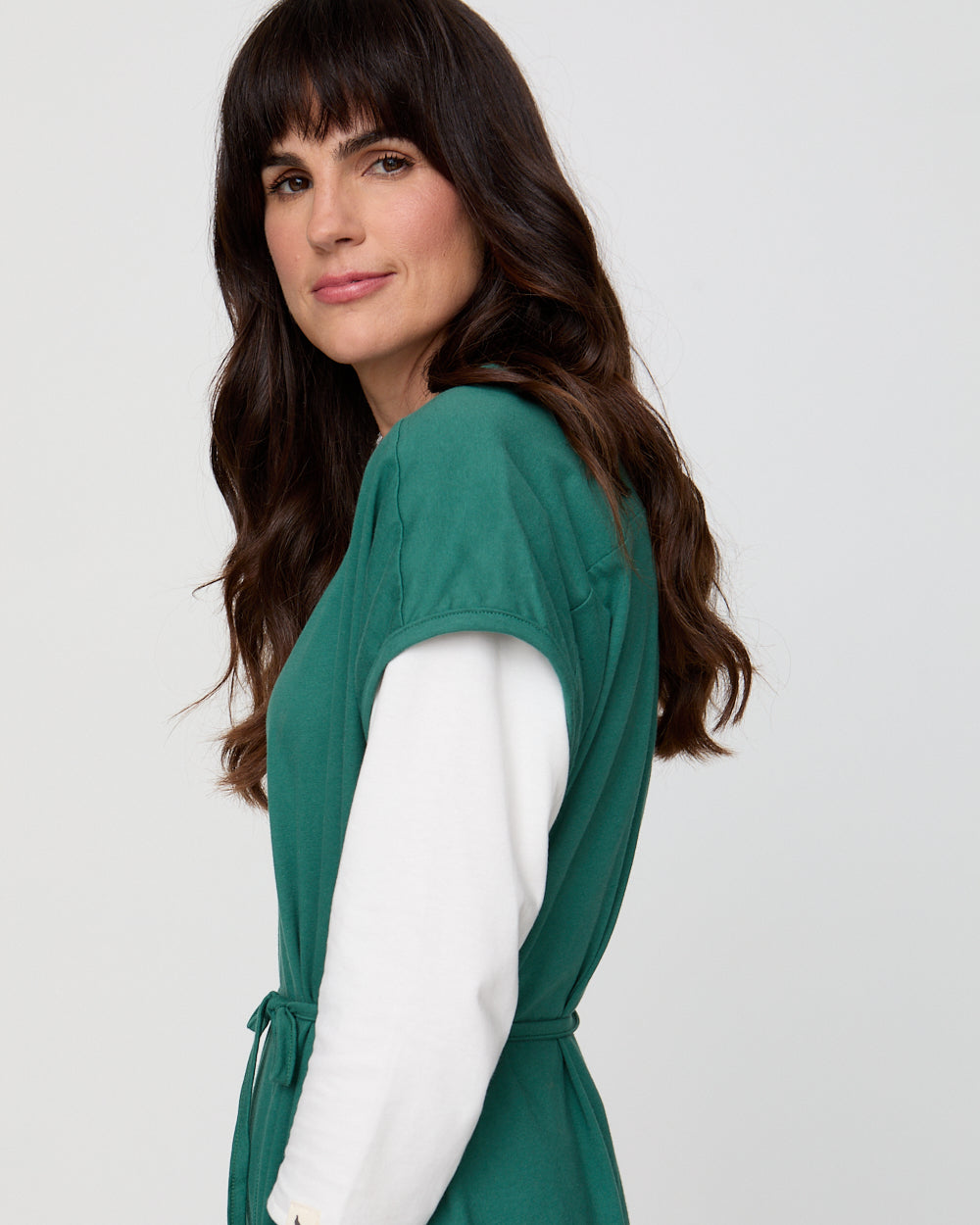 Green Tie Waist Organic Cotton Jumpsuit for Women — Balloon Leg - gallery