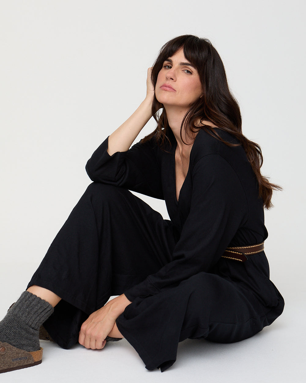 Black Loose-Fit Wide-Leg Jumpsuit for Women — Organic Cotton - gallery