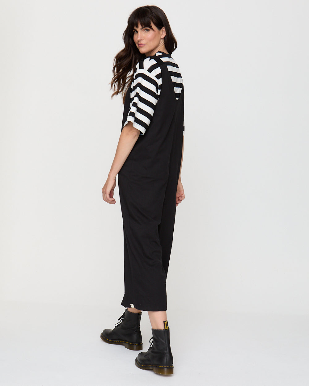 Black Wide-Leg Dungaree Jumpsuit for Women — Organic Cotton - gallery