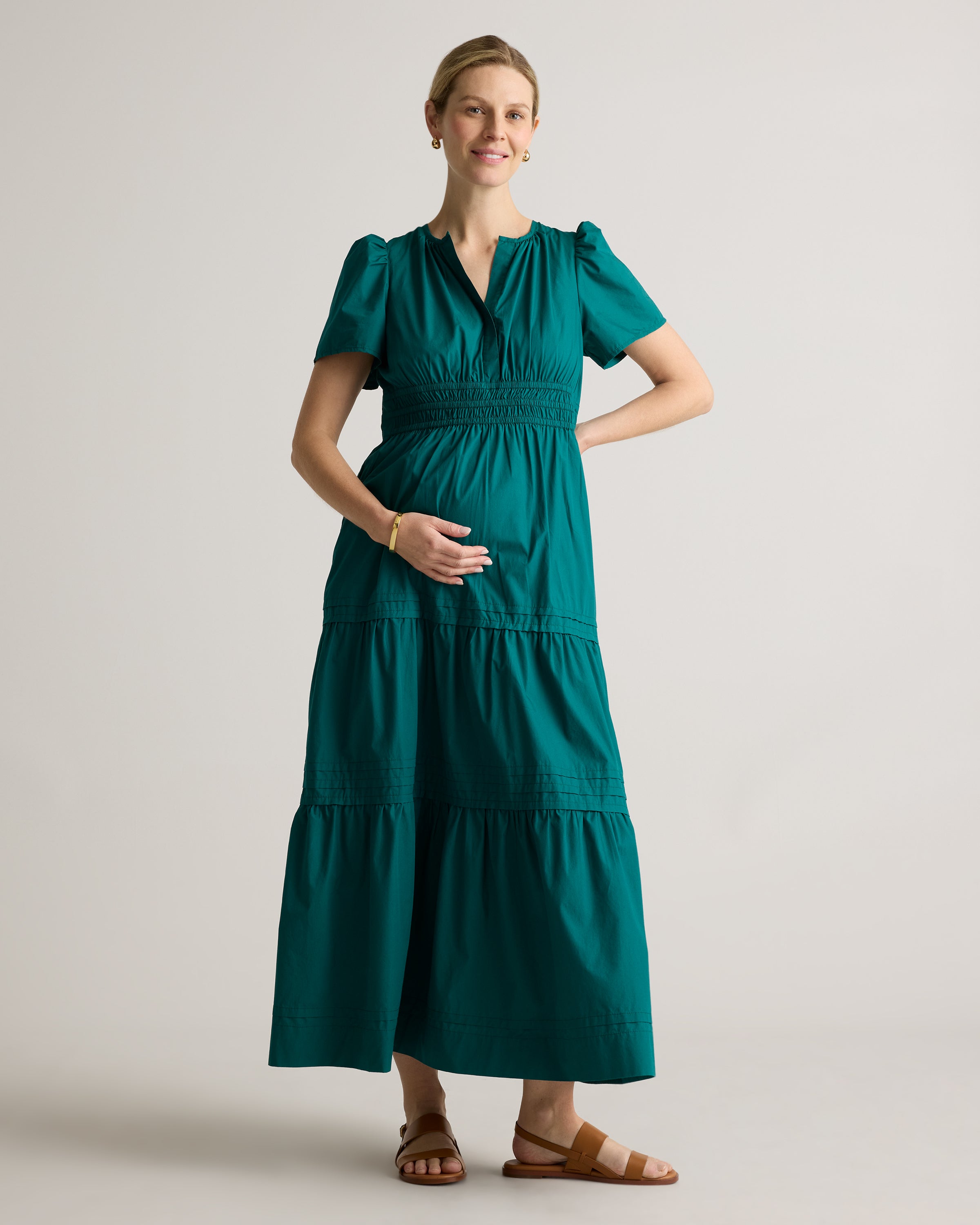Organic Cotton Maternity Tiered Maxi Dress for Women