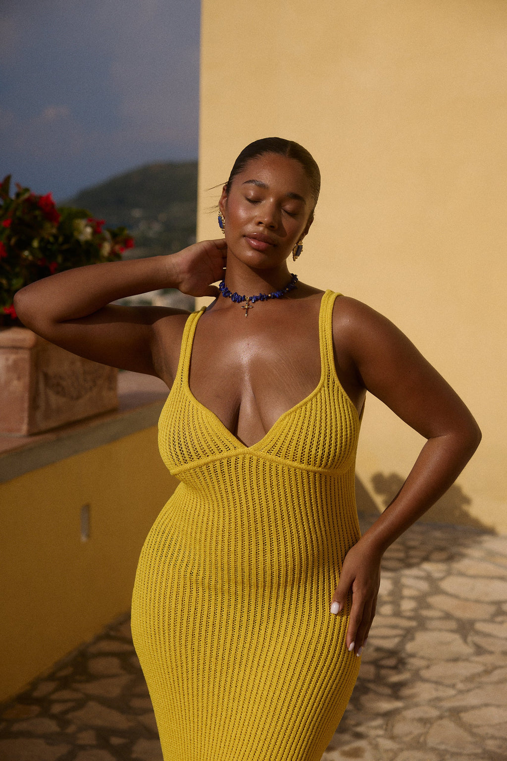 Bari Crochet Maxi Dress in Zafferano for Women - gallery