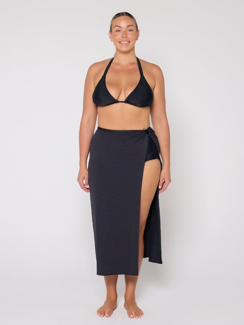 Honey Comb Black Maxi Split Skirt for Women - gallery