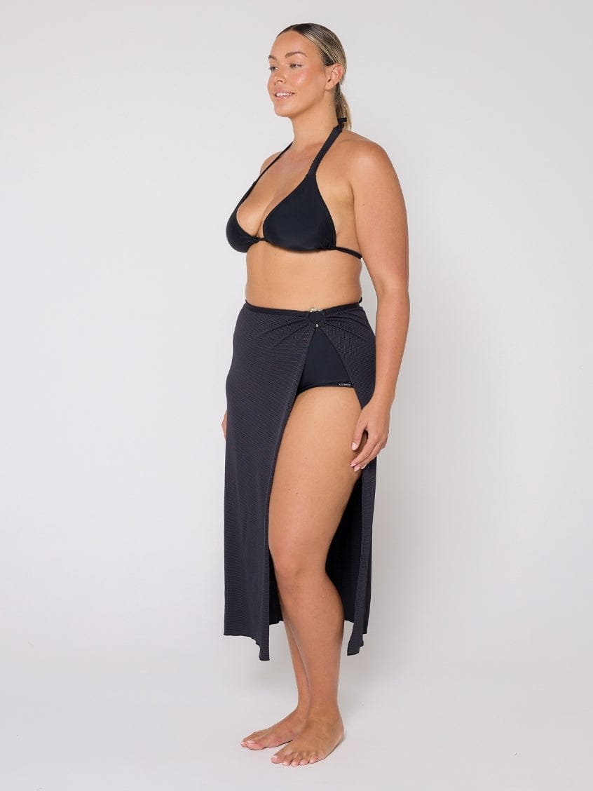 Honey Comb Black Maxi Split Skirt for Women - gallery