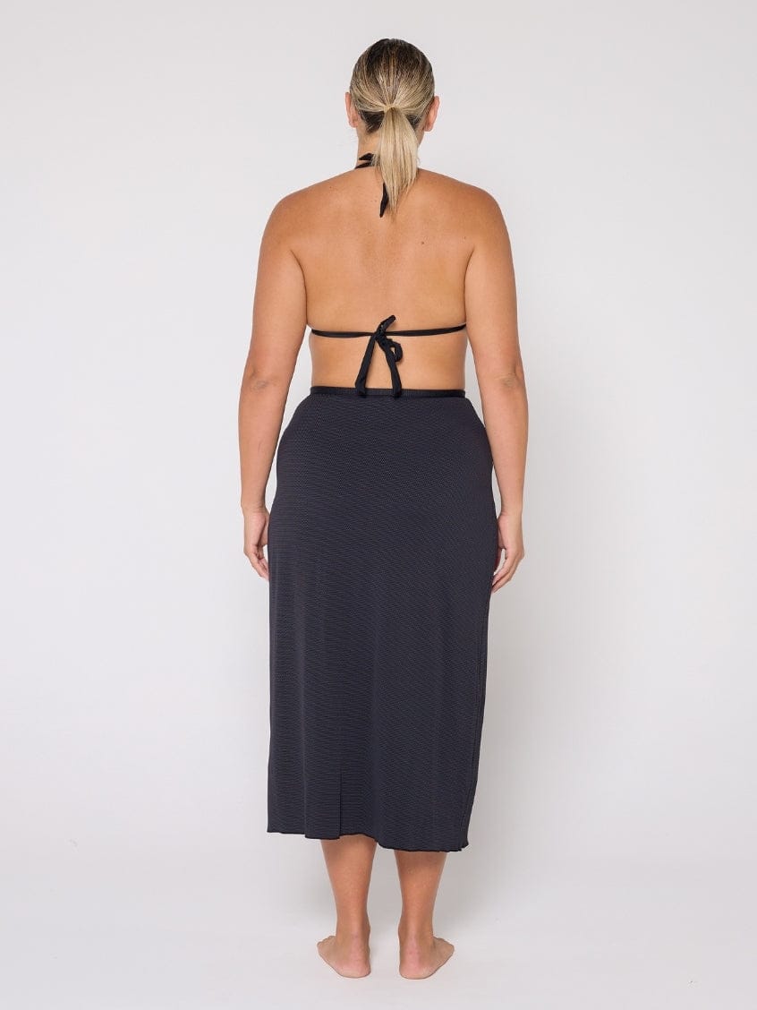 Honey Comb Black Maxi Split Skirt for Women - gallery