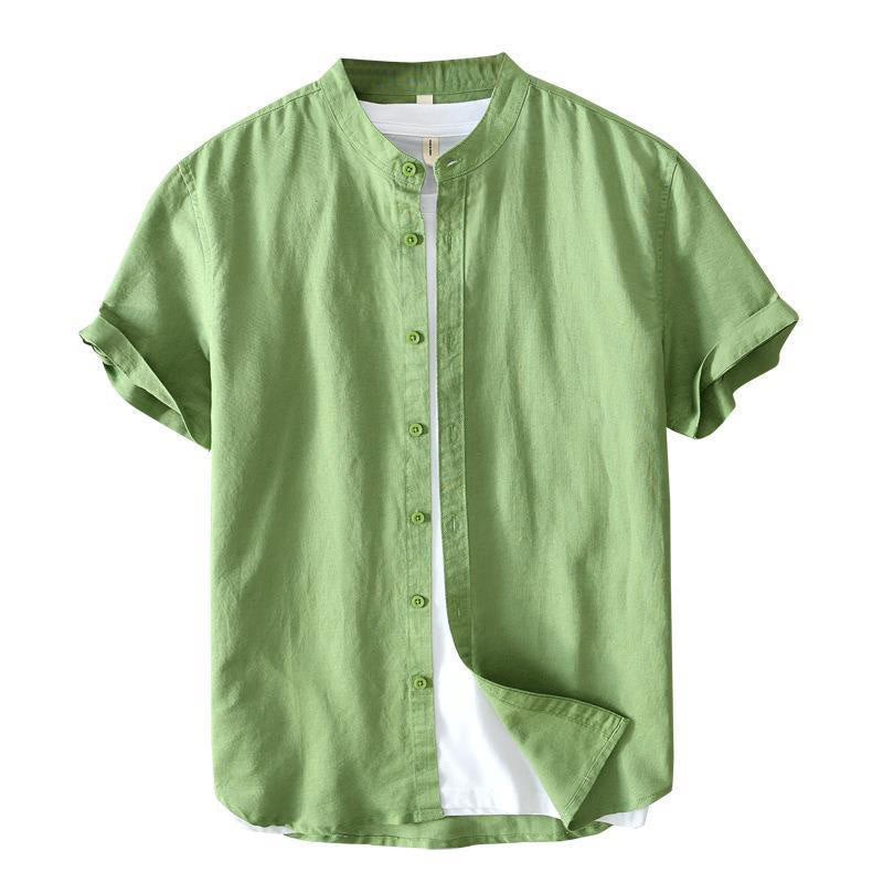Simple Style Short Sleeve Cotton Linen Shirt for Men - gallery