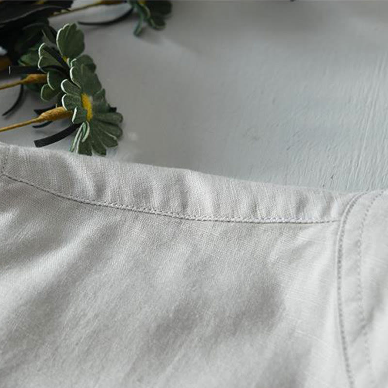 Simple Style Short Sleeve Cotton Linen Shirt for Men - gallery